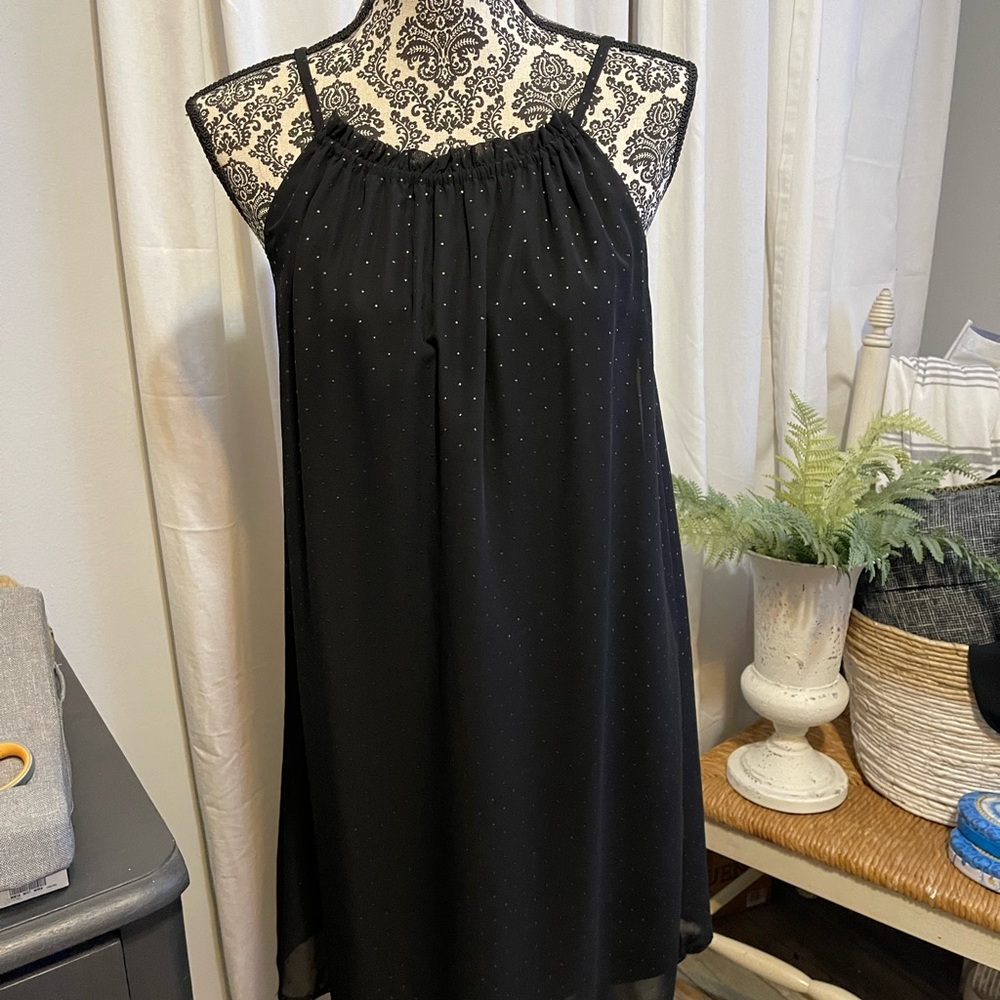 Emma & Michelle Mini Dress Size 8 Black Gold Dots